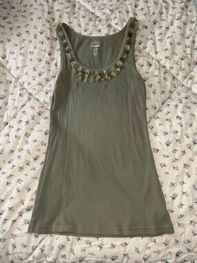 Old Navy Olive Green Sequin-Embellished Tank